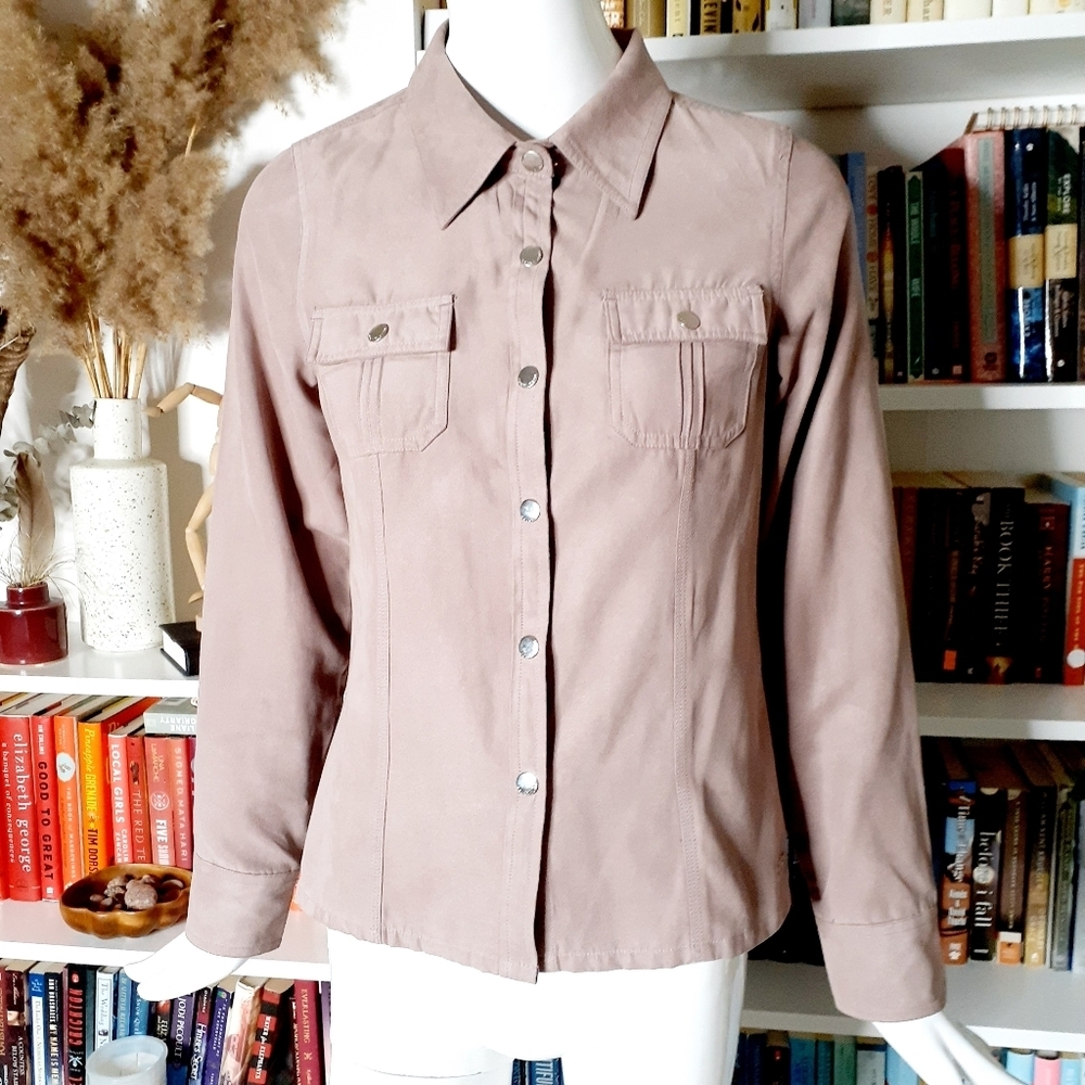 Point Zero Nicole Benisti Women's Silver Button Long Sleeve Pocket Tops P1908